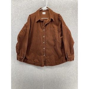 Daryl-Ann Denner Women's Button Front Corduroy Shirt Long Sleeve Large Lined